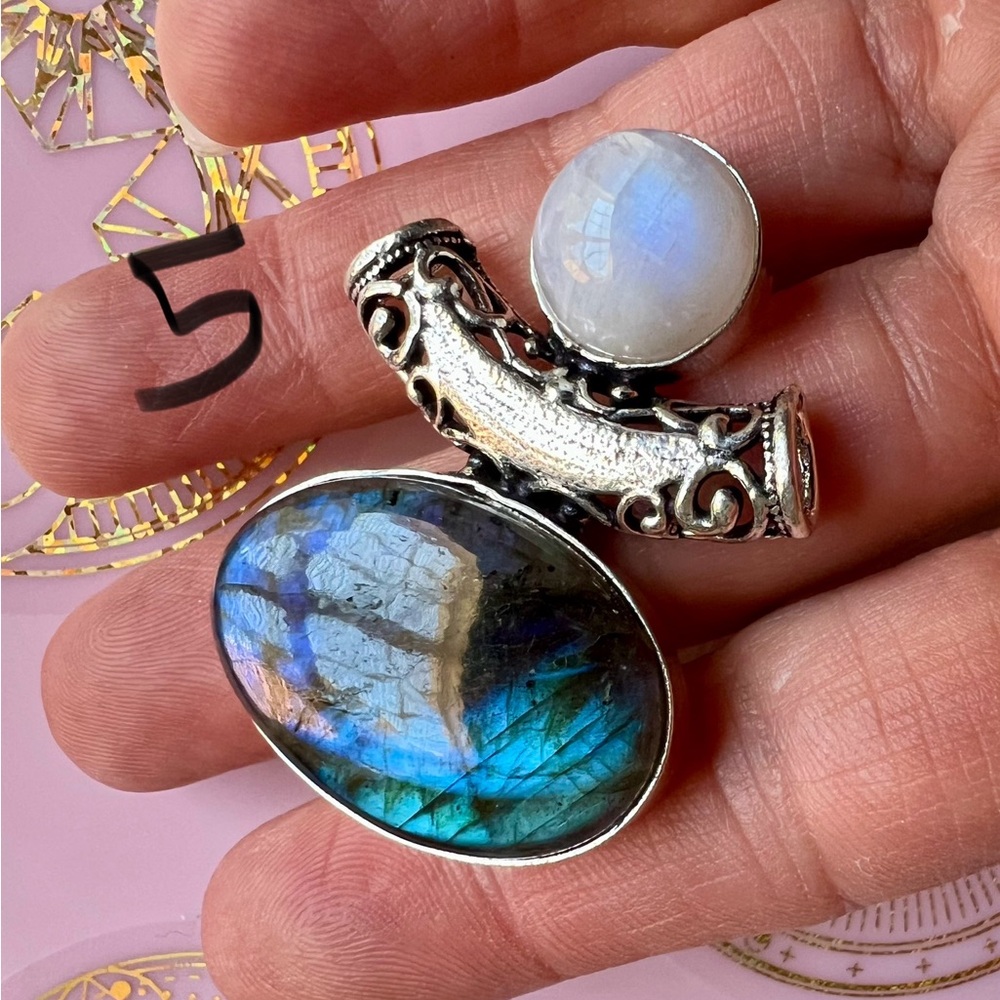 925 OMG OMG! Choose from 10! FLASH LABRADORITE + Moonstone Pendant Necklace - Picture 3 of 8
